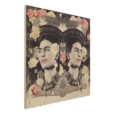Tableau en bois - Frida Kahlo - Flower Flood
