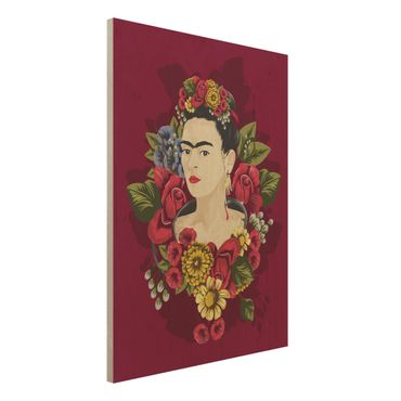 Tableau en bois - Frida Kahlo - Roses