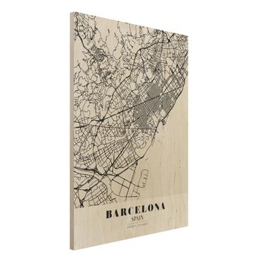 Tableau en bois - Barcelona City Map - Classic