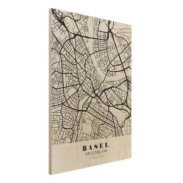 Tableau en bois - Basel City Map - Classic
