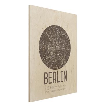 Tableau en bois - City Map Berlin - Retro