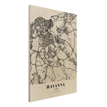 Tableau en bois - Havana City Map - Classic