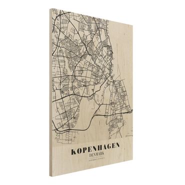 Tableau en bois - Copenhagen City Map - Classic