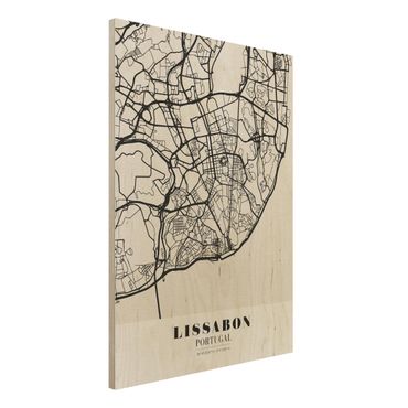 Tableau en bois - Lisbon City Map - Classic