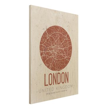 Tableau en bois - City Map London - Retro