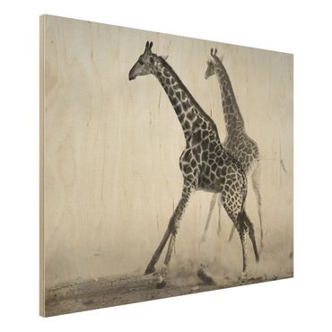 Tableau en bois - Giraffe Hunt