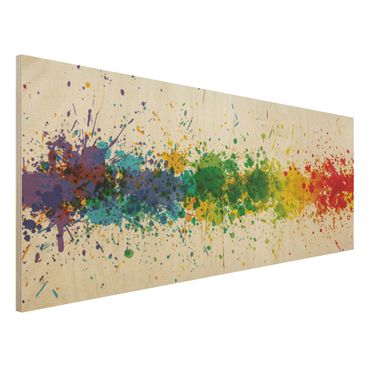 Tableau en bois - Rainbow Splatter