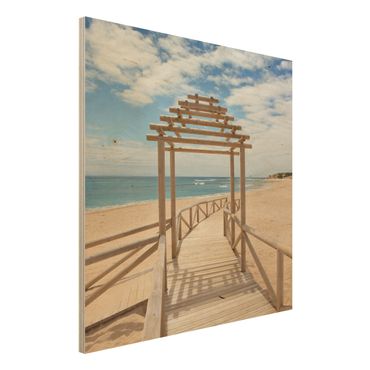 Tableau en bois - Beach Path To The Sea In Andalusia