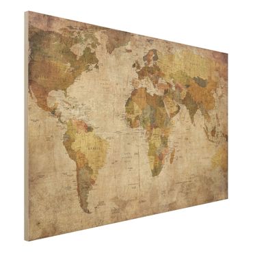 Tableau en bois - World map