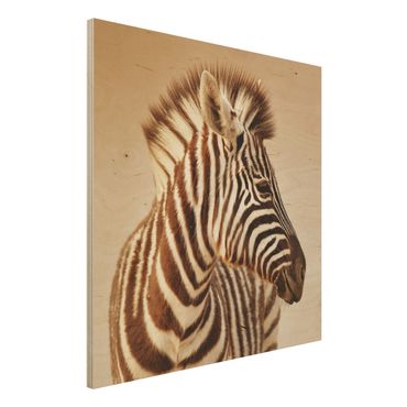 Tableau en bois - Zebra Baby Portrait