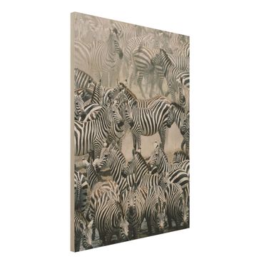 Tableau en bois - Zebra Herd
