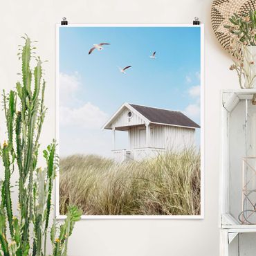 Poster reproduction - Wooden Hut At A Beach