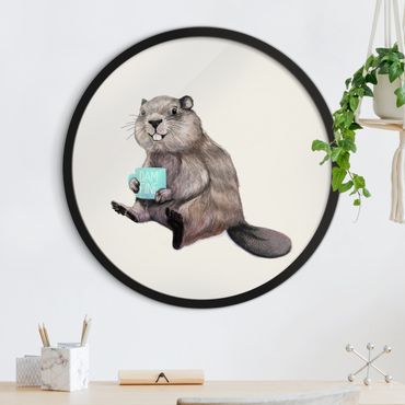 Tableau rond encadré - Illustration Beaver Wit Coffee Mug