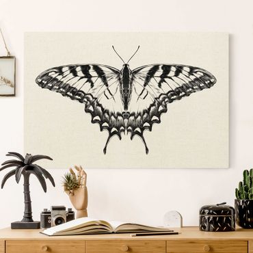 Tableau sur toile naturel - Illustration Flying Tiger Swallowtail Black - Format paysage 3:2