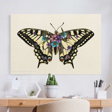 Tableau sur toile naturel - Illustration Floral Swallowtail  - Format paysage 3:2