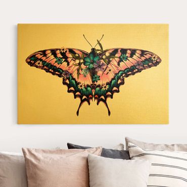 Impression sur toile - Illustration Floral Tiger Swallowtail - Format paysage 3x2