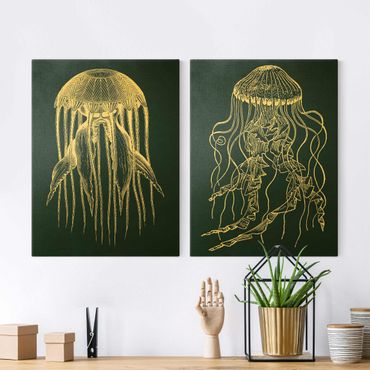 Impression sur toile - Illustration Jellyfish Duo
