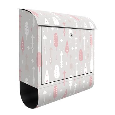 Letterbox - Tribal Arrows With Hearts Light PInk Grey
