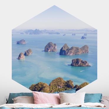 Papier peint hexagonal autocollant avec dessins - Island In The Ocean