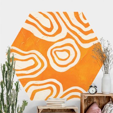 Papier peint hexagonal autocollant avec dessins - Islands In Orange Ocean
