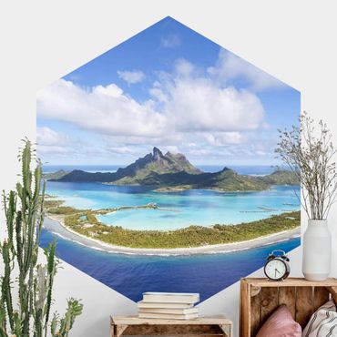 Papier peint hexagonal autocollant avec dessins - Island Paradise