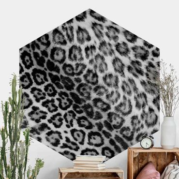 Papier peint hexagonal autocollant avec dessins - Jaguar Skin Black And White