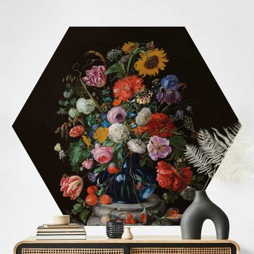Papier peint hexagonal autocollant avec dessins - Jan Davidsz De Heem - Glass Vase With Flowers
