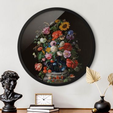 Tableau rond encadré - Jan Davidsz De Heem - Glass Vase With Flowers
