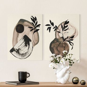 Impression sur toile - Japandi Watercolour - Shapes And Branches