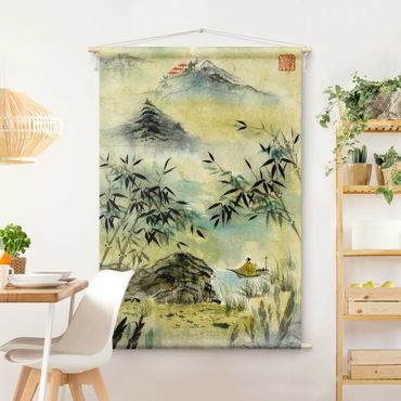 Tenture murale - Japanese Watercolour Drawing Bamboo Forest