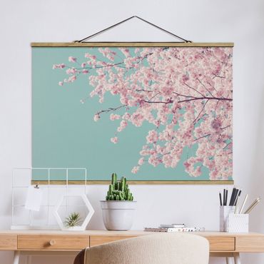 Tableau en tissu avec porte-affiche - Japanese Cherry Blossoms - Format paysage 3:2