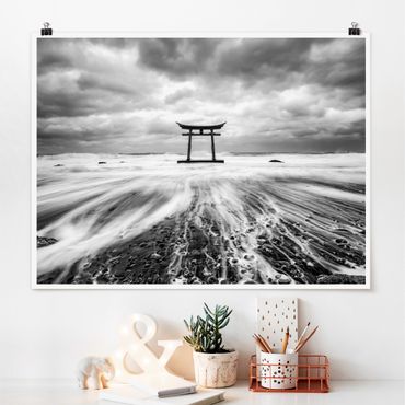 Poster - Japanese Torii In The Ocean
