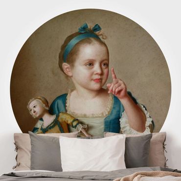 Papier peint rond autocollant - Jean Etienne Liotard - Girl With Doll