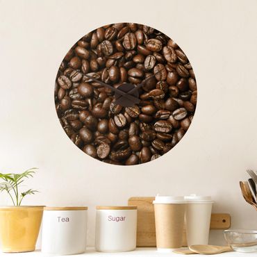 Sticker mural horloge - Coffee beans