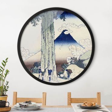 Tableau rond encadré - Katsushika Hokusai - Mishima Pass In Kai Province