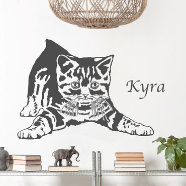 Sticker mural - Cute Kitten with customised Name