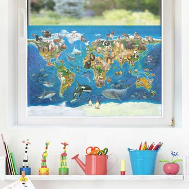 Décoration pour fenêtres - Animal Club International - World Map With Animals
