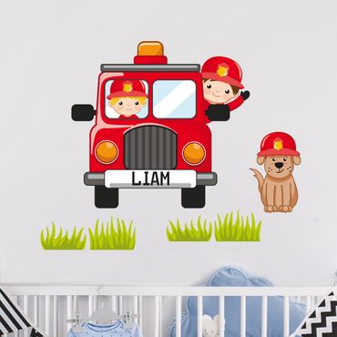 Sticker mural enfants - Customised Text Fire Brigade