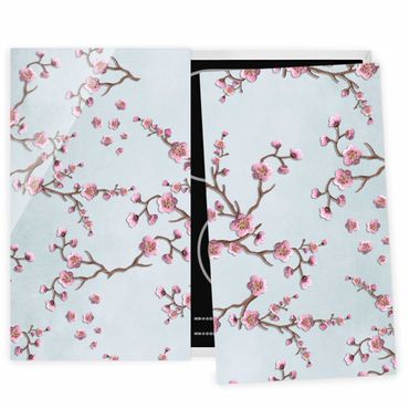 Cache plaques de cuisson - Cherry Blossoms On Blue