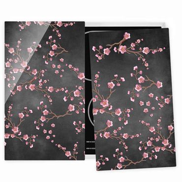 Cache plaques de cuisson - Cherry Blossoms On Black