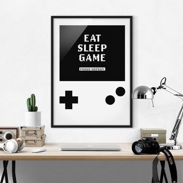Poster encadré|Classical Gaming Console Eat Sleep Game Press Repeat