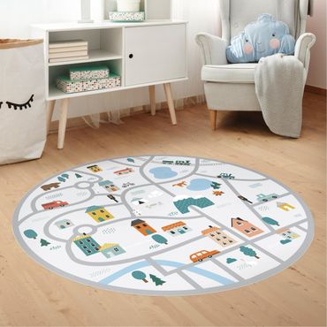 Tapis en vinyle rond|Playroom Mat Smalltown - Discover New Parts Of The Town