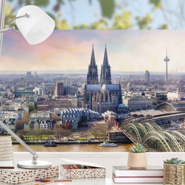Décoration pour fenêtre - Silhouette urbaine de Cologne avec la cathédrale