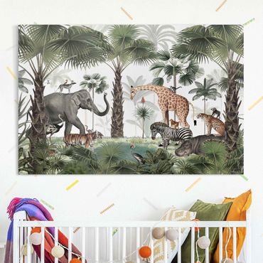Impression sur toile - Le royaume des animaux de la jungle - Format paysage 3:2