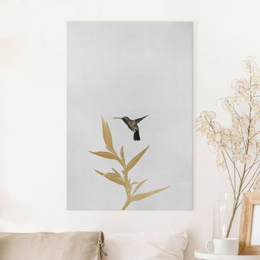 Tableau sur toile - Hummingbird And Tropical Golden Blossom II