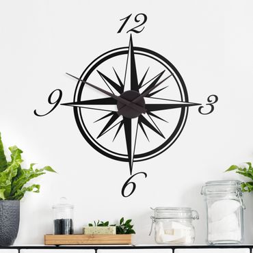 Sticker mural horloge - Compass Illustration