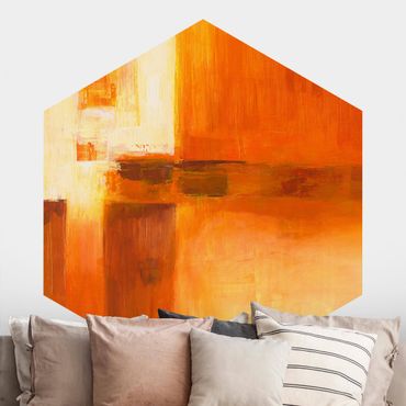 Papier peint hexagonal autocollant avec dessins - Composition In Orange And Brown 01