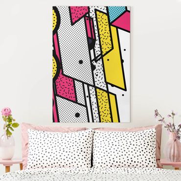 Tableau sur toile - Composition Neo Memphis Pink And Yellow