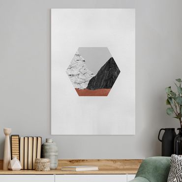 Tableau sur toile - Copper Mountains Hexagonal Geometry