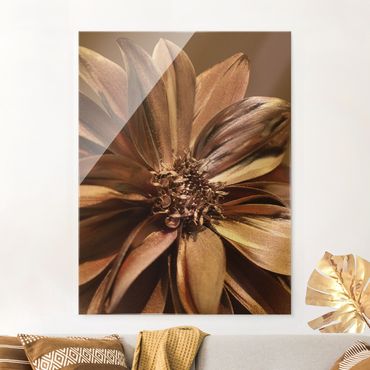 Tableau en verre - Copper Golden Dahlia Dream - Format portrait